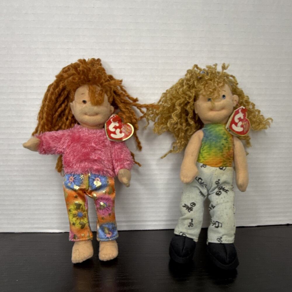 Lot of 2 Ty Teenie Beanie Boppers Snazzy Sabrina & Paula Plappertasche Rare 8”